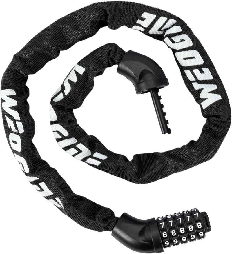 Weogine Bike Lock with Numbers and high Security Level, Bike Chain Lock, Bicycle Locks, 5 Digit Combination Lock for Bike, Bicycle, Scooter, Motorcycle, Door, Gate, Fence - Image 1